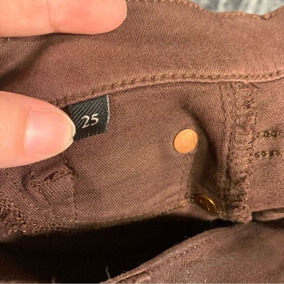 7 FOR ALL MANKIND Coated Brown Ankle Super Skinny High Waist Jeans Waist 25 #773 - Picture 10 of 14